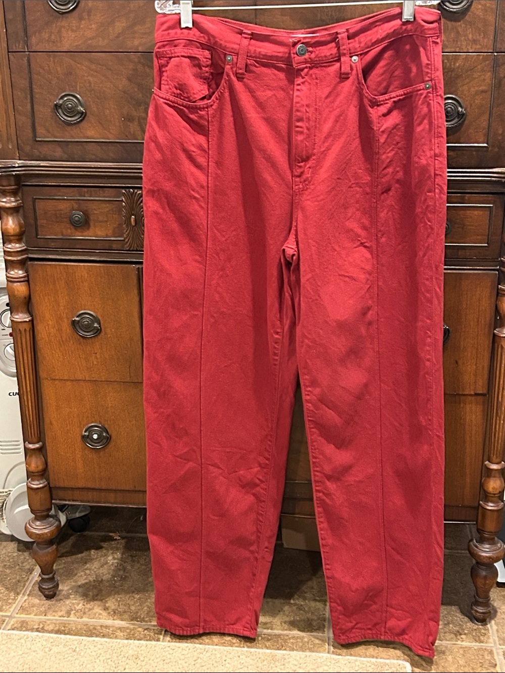 Madewell The Baggy Straight Jean in Deep Burgundy Red